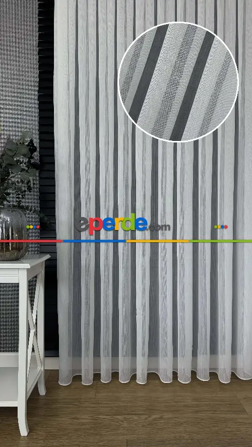 Yeni Sezon Vakko Bambu Dökümlü Düz Tül Perde