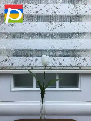 Krem Kahve Çiçek Desenli Brode İşleme Zebra Perde- Kahverengi-Krem