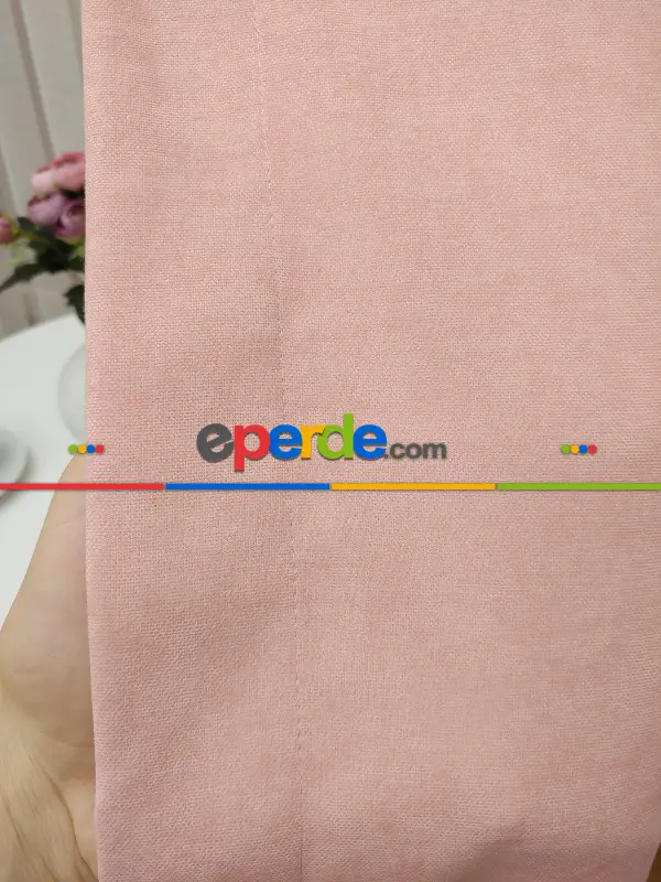 Pudra Pembe Düz Fon Perde 180cm En- Pudra