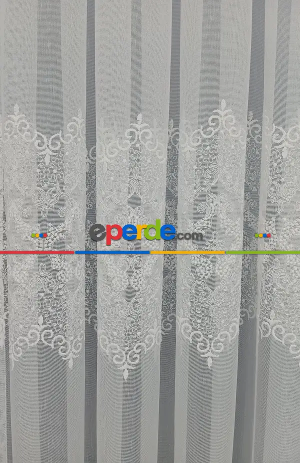 Hürrem Model Tasarım Ara Nakışlı Salon Tül Perdesi