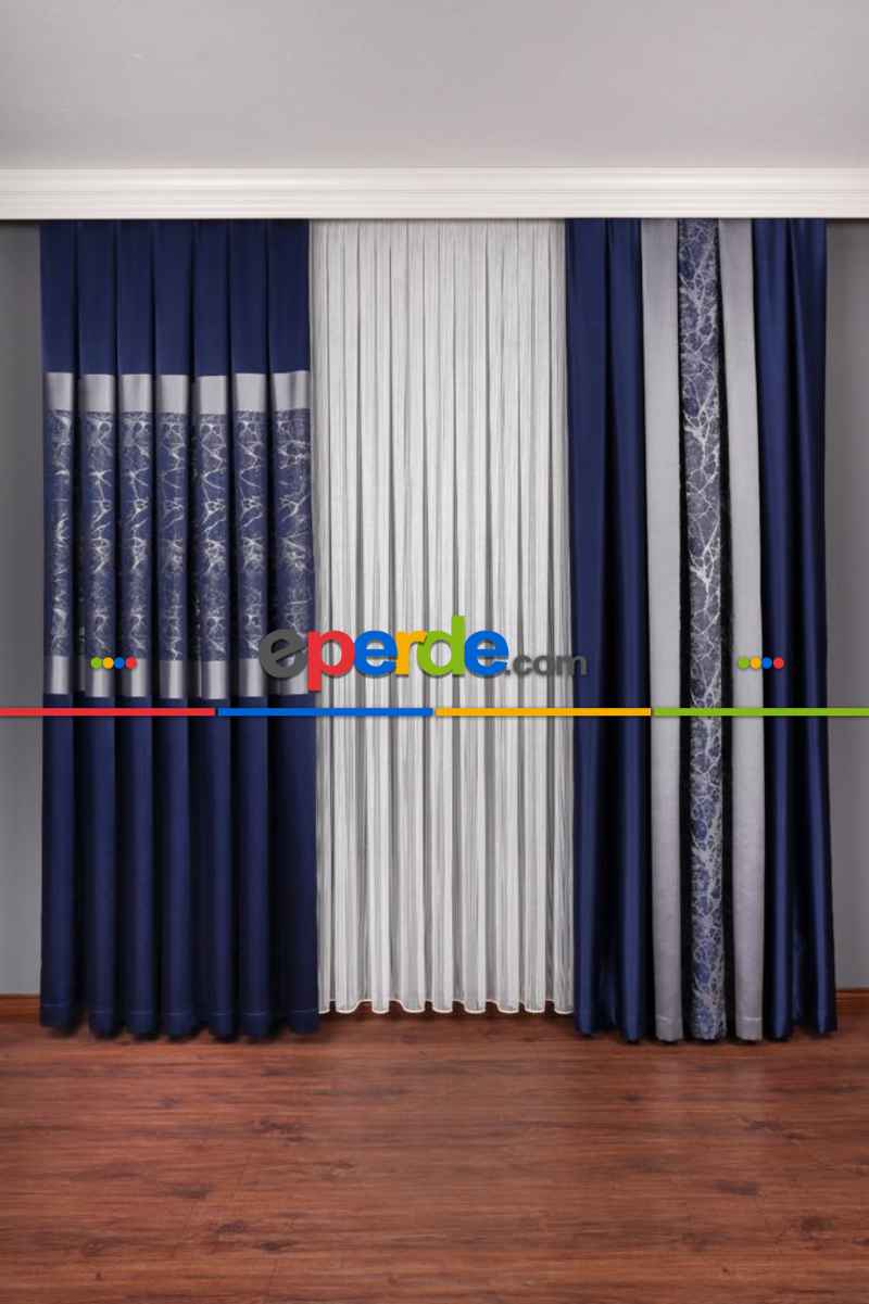 Lacivert Düz Bordürlü Fon Perde, Adet Fiyatıdır, İstediğiniz Boy Ölçüsünde Dikilir, Eni 50 ila 100cm Arası Seçenekler, Sık Piledir 50cm X 1cm 