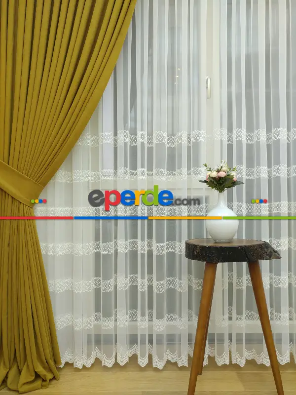 Salon Fon - K.sarı - Düz Fon Perde (  Dökümlü Fon Perde)- Sarı