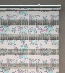 Unicorn Desenli Baskılı Zebra Perde- Çok Renkli