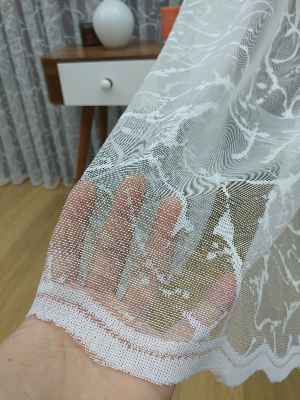 Spor Desen Fransız Dantel Tül Perde & Kruvaze Perde- Ekru