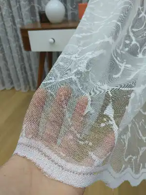 Spor Desen Fransız Dantel Tül Perde & Kruvaze Perde- Ekru