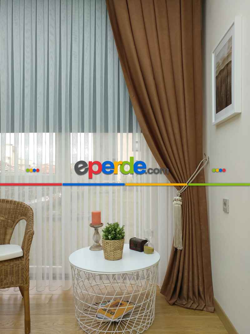 Soft Kakao Rengi Fon Perde Geniş En (285)- Kakao