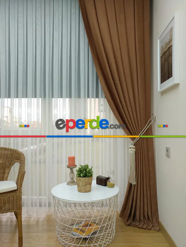 Soft Kakao Rengi Fon Perde Geniş En (285)- Kakao