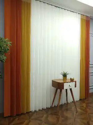 Salon - 2021 Sezonu - Tül Dikey Zebra Perde - Stor Tül Perde Hepsi Birarada- Turuncu