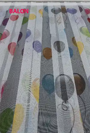 Çocuk Odası - Balon Desenli Modern Tül Perde - Elit Ürün