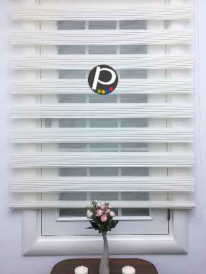 Dar Plise Zebra Perde - Krem- Krem