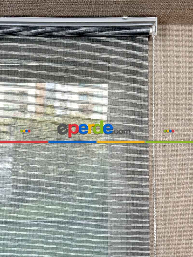 Salon Gri Tül Stor Perde, Standart Metal Kasalı Yüksek Kalite Kornişe Kolay Montaj Seçenekli