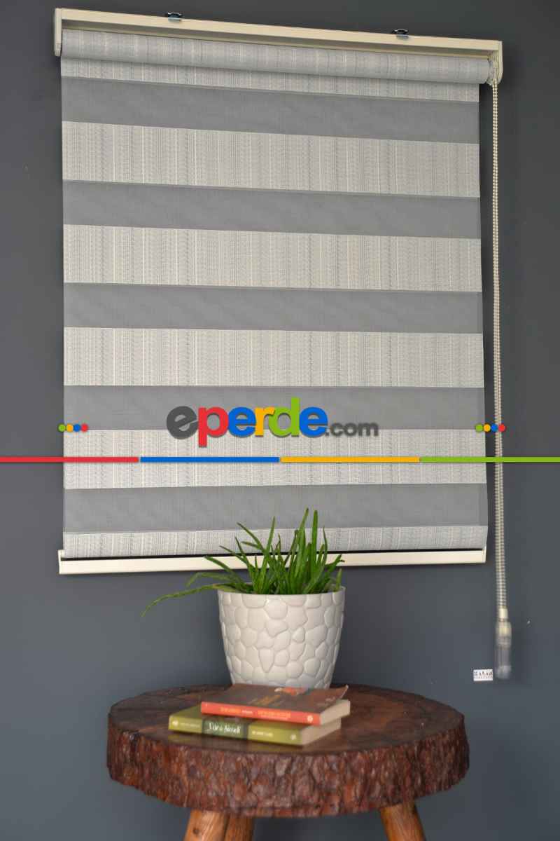 Halim Perdesan Jk-287 Deve Dikeni & Beyaz Renk Etekli Veya Eteksiz Zebra Stor Perde