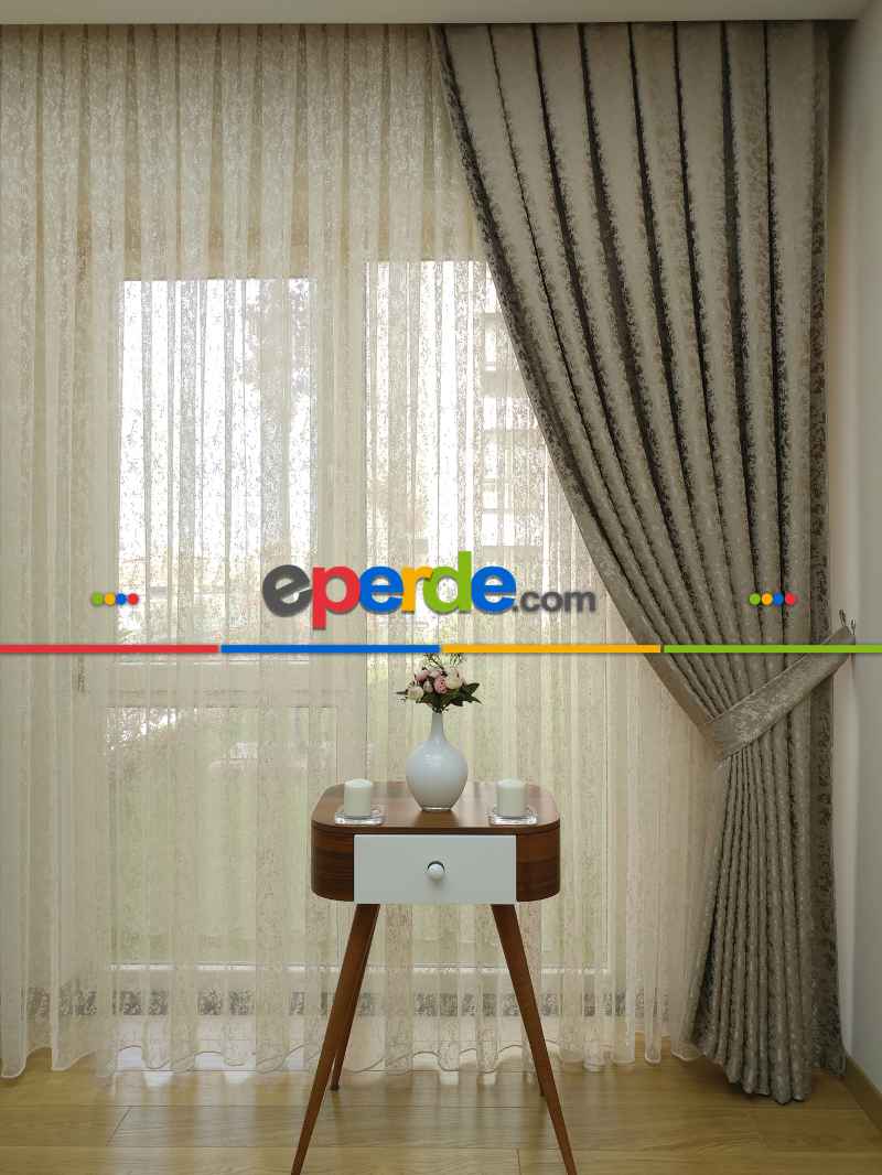 Yag Yeşili Duz Jakar Fon Perde - Yağ Rengi