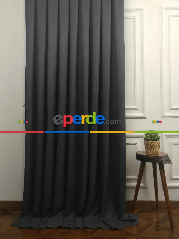 Arzenen Birinci Sınıf Kalite Kadife Dokulu Tek Kanat Fon Perde.- Antrasit