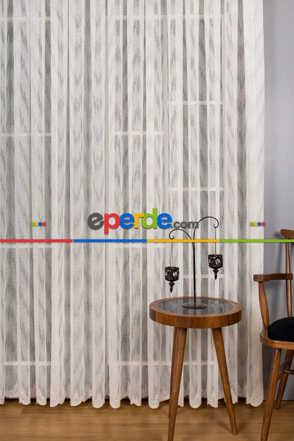 Vıolin Desenli Örme Tül Perde