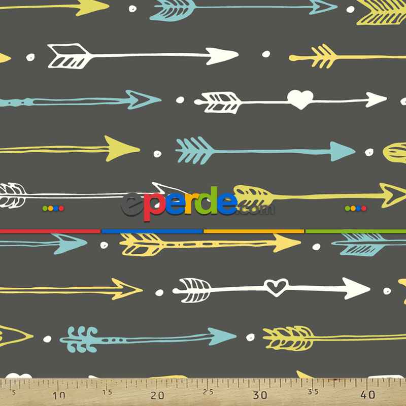 Popart Desenli Fon Perde Evm353-1 Kumaşı Kalındır Duck Bezi Değildir- Siyah-Mavi-Sarı-Beyaz