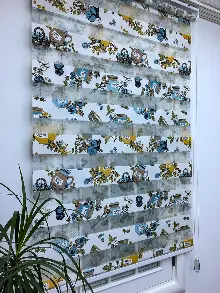 Zebra Perde- Kavanoz Baskılı Zebra Perde- Mavi Açık