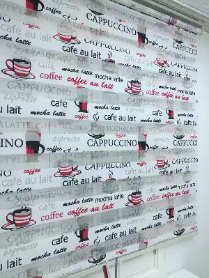 Mutfak Zebra Perde Desenli- Siyah Kırmızı