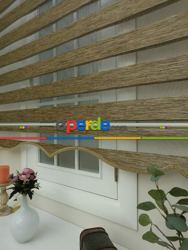 Zebra Perde - Bambu Düz Zebra Perde - Kahve Açık