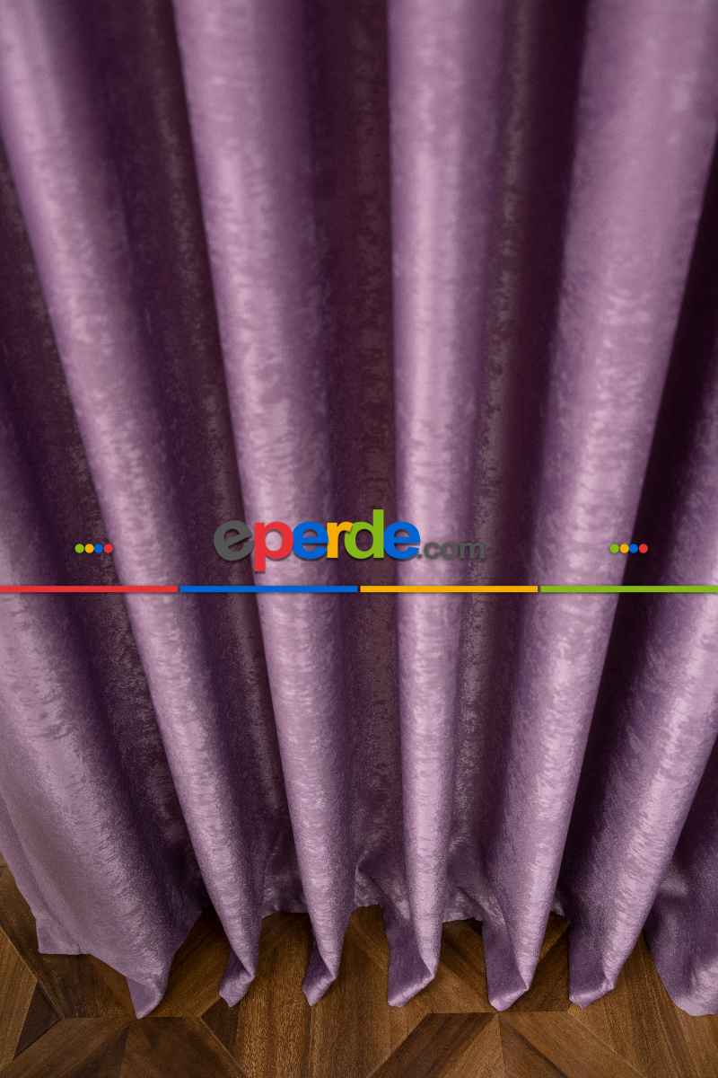 Salon - Soft Fon Perde Koyu Lila Dökümlü En - Lila Koyu Lila