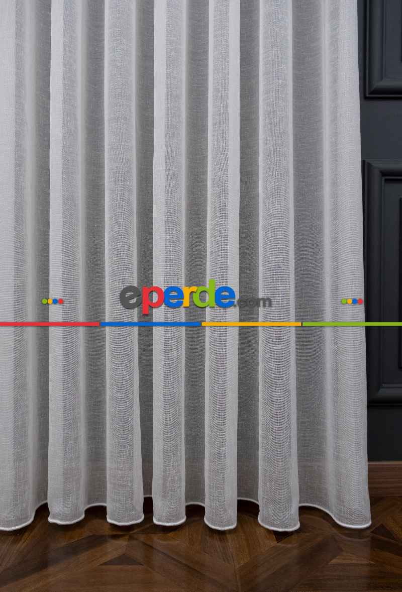 Keten Tül Ütü İstemez Dökümlü Tül - İtinalı Dikiş - S Pile