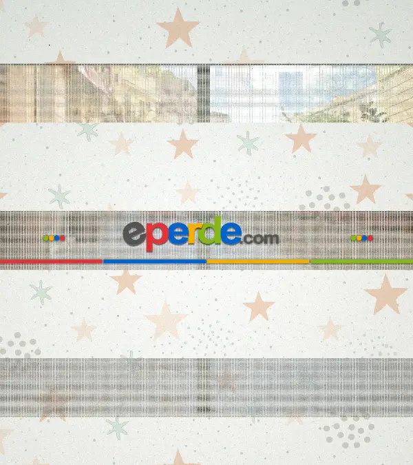 Yavruağzı Ve Su Yeşili Yıldız Desenli Baskılı Zebra Perde