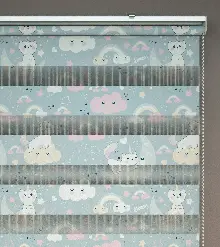 Unicorn Desenli Baskılı Zebra Perde- Çok Renkli