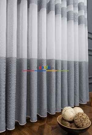 Hazır Ölçülü Gri Bantlı - Tasarım Bambu Modern Tül Perde - Yüksek Kalite - Kurşunlu