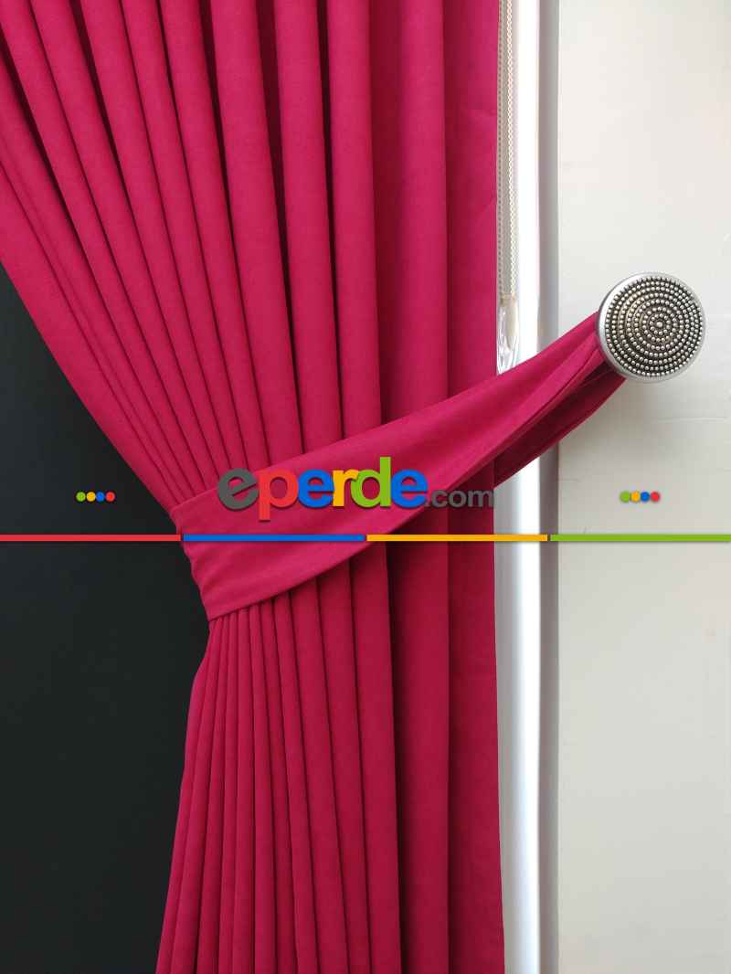 Düz Renk Dökümlü Fon Perde (150)- Fuşya