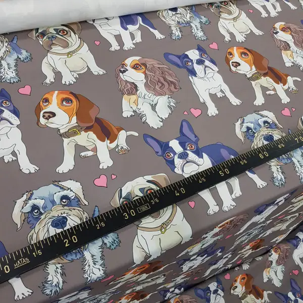 Köpek Desenli Fon Perde Evm623 Kumaşı Kalındır Duck Bezi Değildir- Siyah-Lacivert-Kahverengi-Beyaz-Pembe