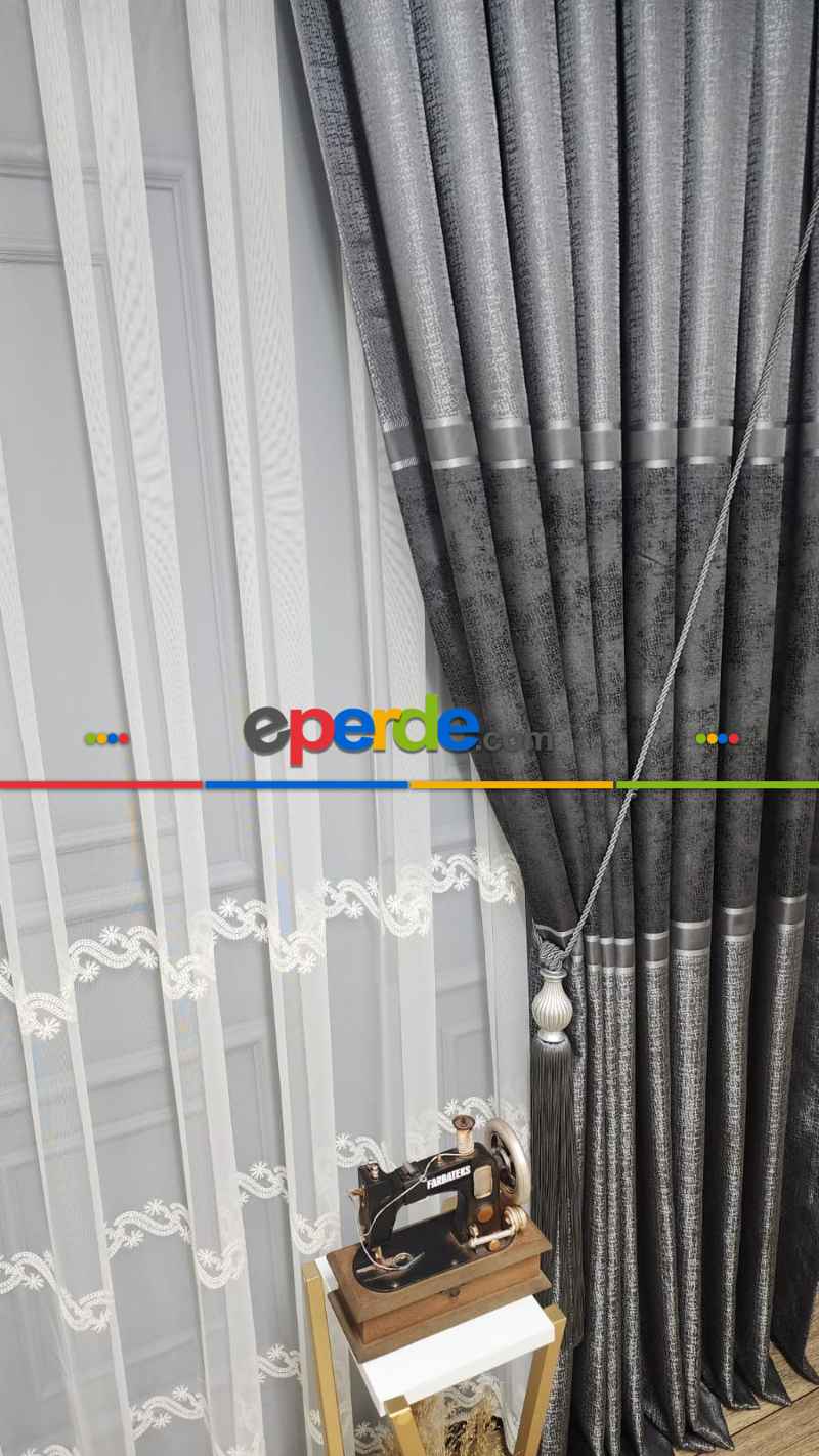 Gri Modern Fon Perde - Adet Fiyatıdır 70cm X 275cm 