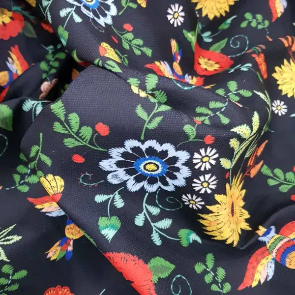 Çiçek Desenli Fon Perde Evm462 - Kumaşı Kalındır Duck Bezi Değildir.- Siyah-Kırmızı-Siyah Kırmızı-Çok Renkli