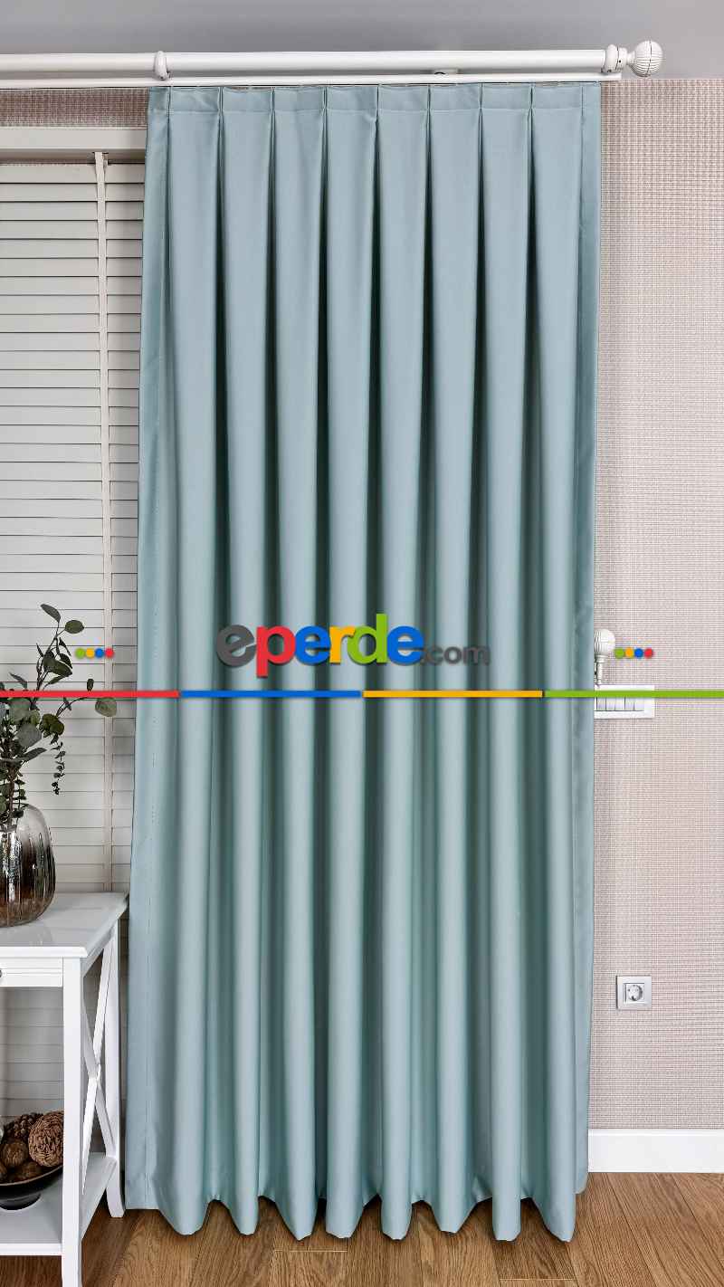 Buz Mavi Blackout - Karartma Fon Perde, Premium Kalite Serisidir, %90 Oranında Işığı Keser