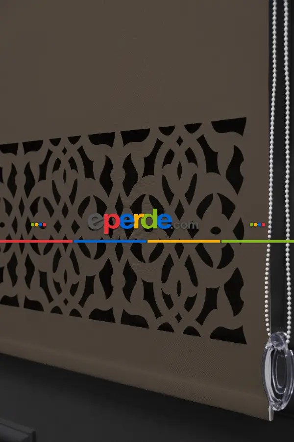 Salon Stor - Kahverengi Renk Lazer Kesim Mat Stor Perde (ister Düz - İster Lazer Kesimli Satın Alın)