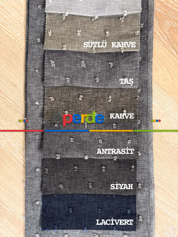 Yatak Odası - 11 Farklı Renk Ponponlu Keten Fon Perde