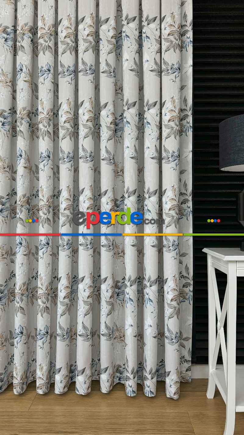 Çiçek Desenli Fon Perde - Premium Seri