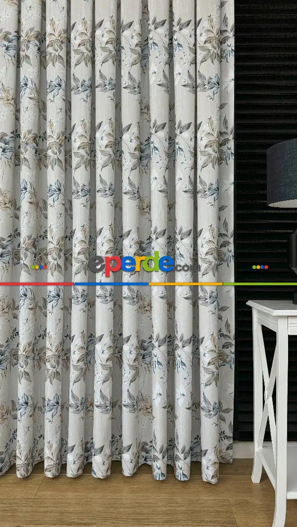 Çiçek Desenli Fon Perde - Premium Seri