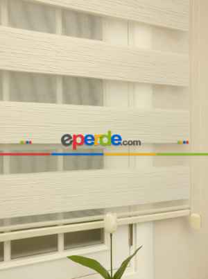 Salon Zebra Perde - Yıldız Zebra Perde- Ekru