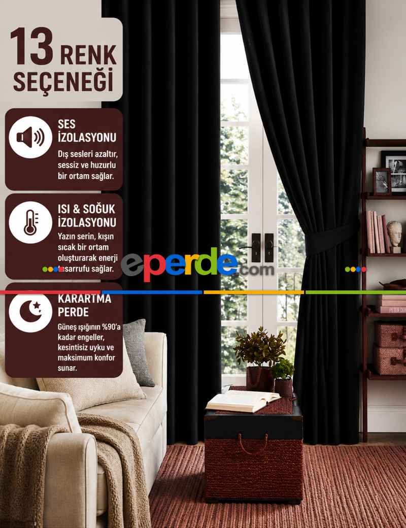 Salon - Siyah Blackout Karartma Perde