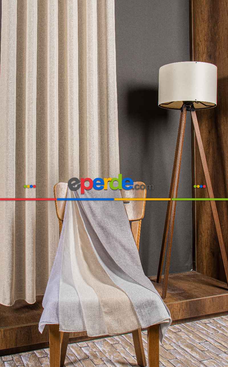 Yatak Odası - 5 Renk Seçeneği - Özel Seri Krem Keten Tül Perde - Premium Seri - Ana Görsel Sütlü Kahve Rengindedir.