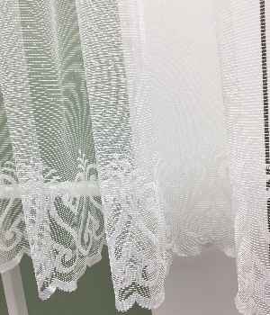 Etek Ucu Desenli Dantel Tül Perde- Ekru