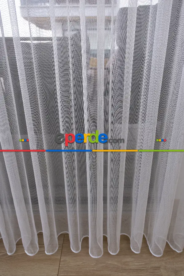 Çizgili Düz Tül Perde - Dökümlü - Ütü İstemez Çelik Tül - Kurşunlu Tül