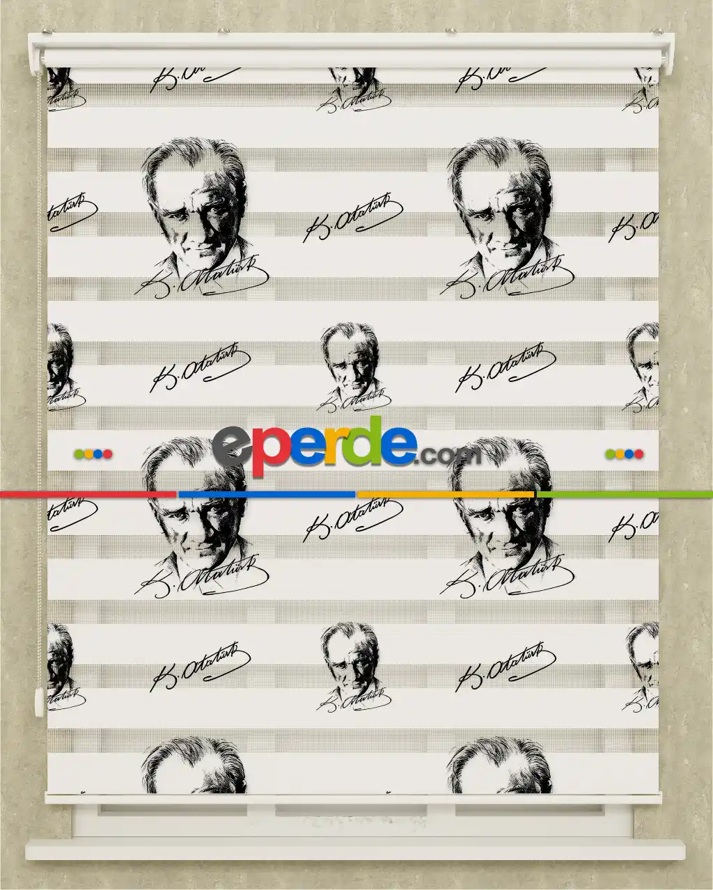 Genç Odası - Mustafa Kemal Atatürk Baskılı Zebra Perde