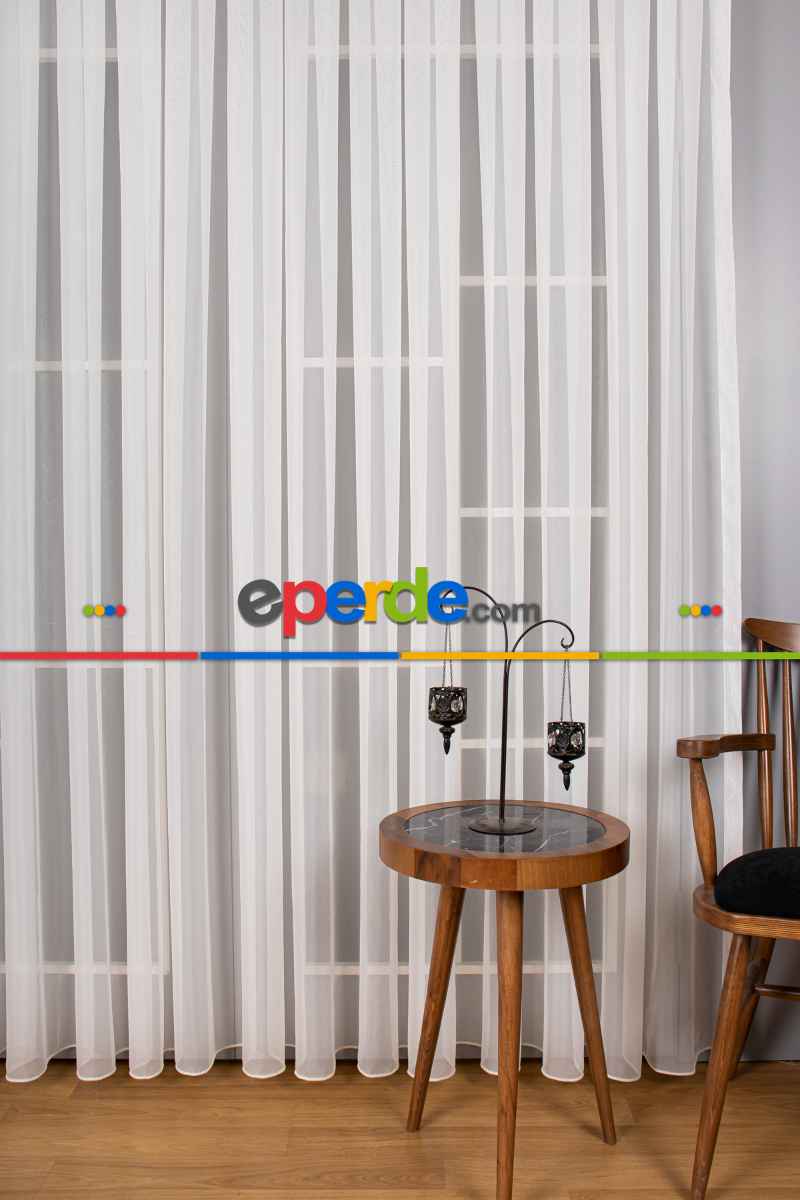 Yatak Odası - Zümrüt Düz Tül Perde (ekru Renk)- Ekru