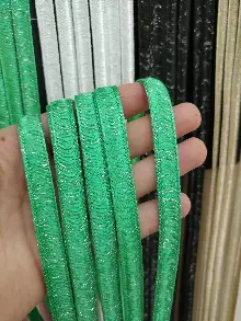 Yeşil Rengi İp Perde İpek Duble Serisi- Yeşil-gümüş