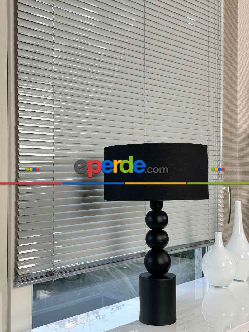 Mutfak Jaluzi - Açık Gri Alüminyum Jaluzi Perde - 25mm