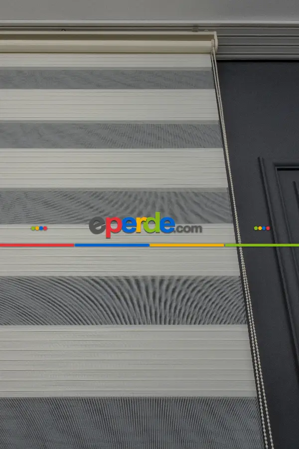 60x200 Hazır Krem Geniş Plise Zebra Perde