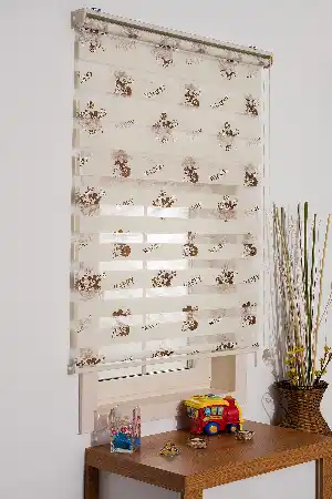 #üreticifirma %40 İndirimli Mickey Mouse Desenli Zebra Perde- Kahverengi-krem