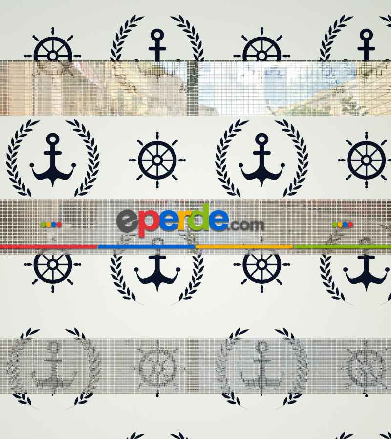 Bebek Odası Zebra Perde - Çapa Baskılı Zebra Perde- Mavi-Beyaz