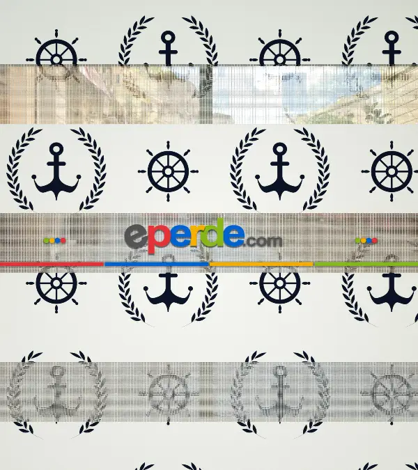 Bebek Odası Zebra Perde - Çapa Baskılı Zebra Perde- Mavi-Beyaz